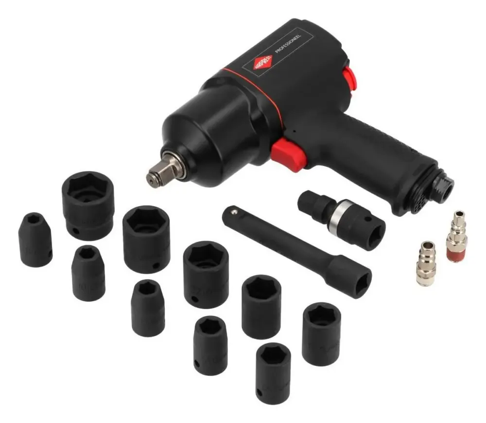 Airpress pneumatische slagmoersleutel 1/2" met 10 doppen in koffer