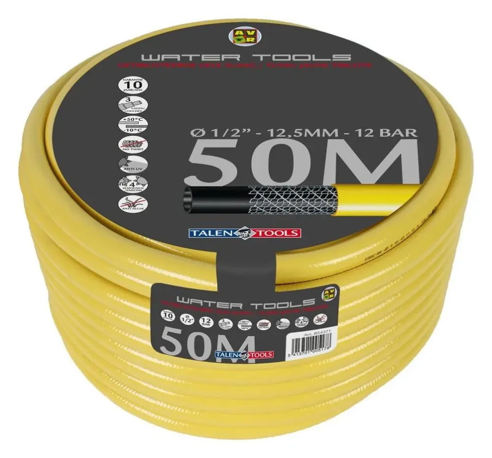 Talen Tools RS4271 tuinslang getricoteerd, 1/2 inch, 50 meter, geel