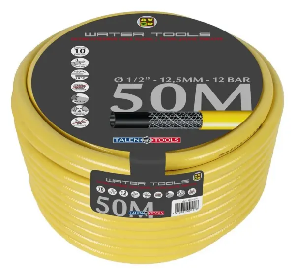 Talen Tools RS4271 tuinslang getricoteerd, 1/2 inch, 50 meter, geel
